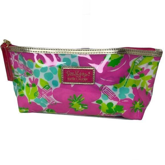 Lilly Pulitzer for Estee Lauder Floral Print Pink Multicolor Small Makeup Bag - Picture 1 of 7